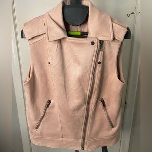 Blush pink suede moto vest
